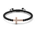 Croix de cristal | Or rose 18 carats et bronze à canon | Noir | Bracelet Charmballa en macramé
